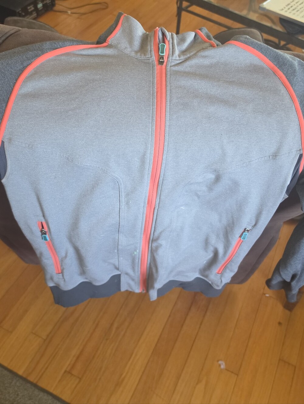 Men's Lululemon Gray Zip-Front Jacket with Coral Trim
